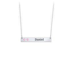 2 Engravable Birthstone Bar Necklace