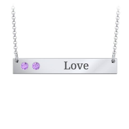 2 Engravable Birthstone Bar Necklace