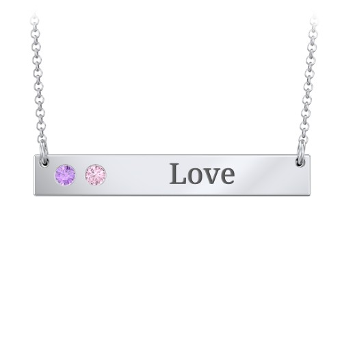 2 Engravable Birthstone Bar Necklace