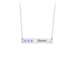 3 Engravable Birthstone Bar Necklace