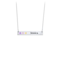 3 Engravable Birthstone Bar Necklace