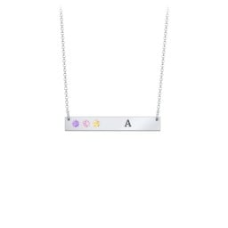 3 Engravable Birthstone Bar Necklace