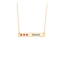 3 Engravable Birthstone Bar Necklace in 18K Gold Plated Silver with Garnet