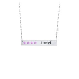 4 Engravable Birthstone Bar Necklace