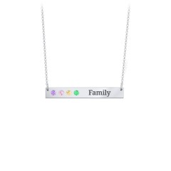 4 Engravable Birthstone Bar Necklace – 18K Gold Plated Silver with Amethyst, Pink Tourmaline, Citrine, and Emerald