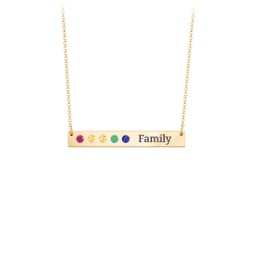 5 Engravable Birthstone Bar Necklace in 18K Gold Plated Silver with Ruby, Citrine, Emerald, and Blue Sapphire
