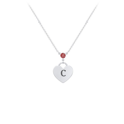 Engravable Heart Necklace with Birthstone