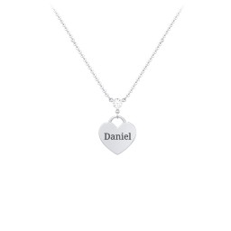 Engravable Heart Necklace with Birthstone in 925 Sterling Silver with Cubic Zirconia