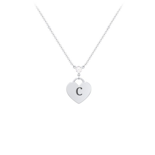 Engravable Heart Necklace with Birthstone – Sterling Silver with Cubic Zirconia