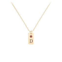 Small Initial Tag Necklace with Birthstone