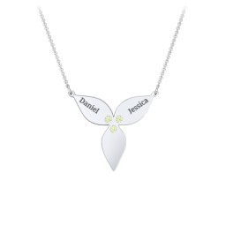 Engravable 3 Petal Flower Birthstone Necklace