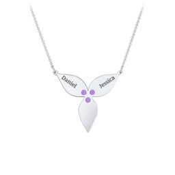 Engravable 3 Petal Flower Birthstone Necklace