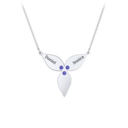 Engravable 3 Petal Flower Birthstone Necklace