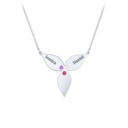 Engravable 3 Petal Flower Birthstone Necklace