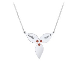Engravable 3 Petal Flower Birthstone Necklace in 925 Sterling Silver with Garnet, Blue Topaz, and Amethyst
