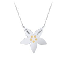 Engravable 5 Petal Flower Birthstone Necklace