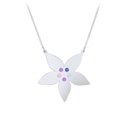 Engravable 5 Petal Flower Birthstone Necklace
