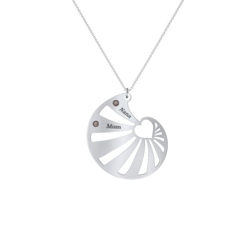 Engravable Spiral Heart Shell Birthstone Necklace