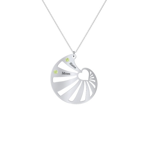 Engravable Spiral Heart Shell Birthstone Necklace