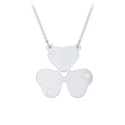 Engravable 3 Leaf Clover Birthstone Necklace