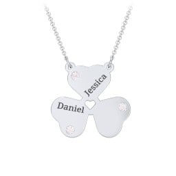 Engravable 3 Leaf Clover Birthstone Necklace