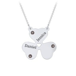 Engravable 3 Leaf Clover Birthstone Necklace