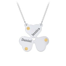 Engravable 3 Leaf Clover Birthstone Necklace