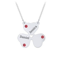 Engravable 3 Leaf Clover Birthstone Necklace