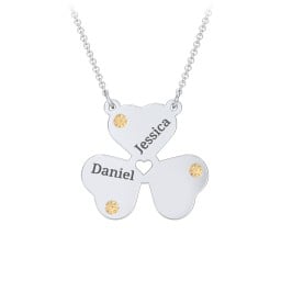 Engravable 3 Leaf Clover Birthstone Necklace