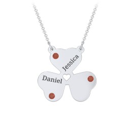 Engravable 3 Leaf Clover Birthstone Necklace in 925 Sterling Silver with Garnet