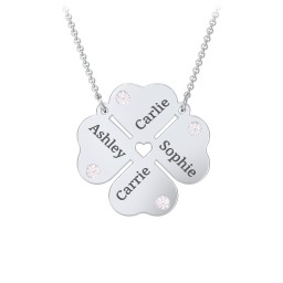 Engravable 4 Leaf Clover Birthstone Necklace