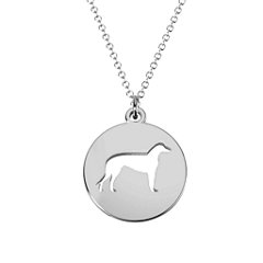 Greyhound Dog Cutout Disc Necklace – Sterling Silver