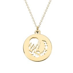 Virgo Zodiac Sign Cutout Disc Necklace in 18K Gold Plated Silver