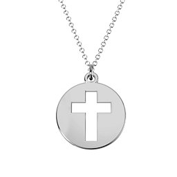 Cross Cutout Disc Necklace