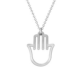 Hamsa Cutout Necklace in 925 Sterling Silver