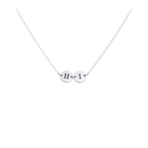 Engravable Initial 2 Disc Pendant – Sterling Silver