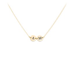 Engravable Initial 2 Disc Pendant in 18K Gold Plated Silver