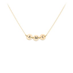 Engravable Initial 3 Disc Pendant in 18K Gold Plated Silver