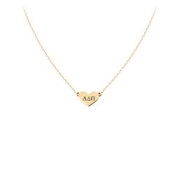 Engravable Heart Charm Sorority Necklace in 10K Solid Yellow Gold