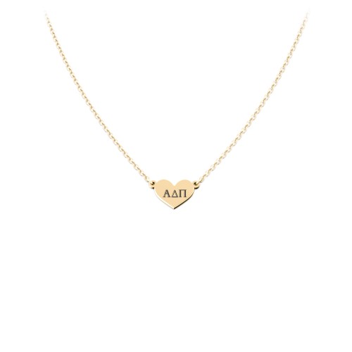Engravable Heart Charm Sorority Necklace – 10K Yellow Gold