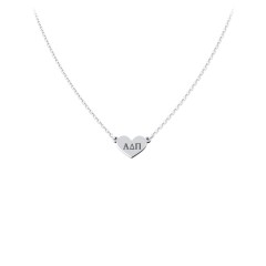 Engravable Heart Charm Sorority Necklace – Sterling Silver