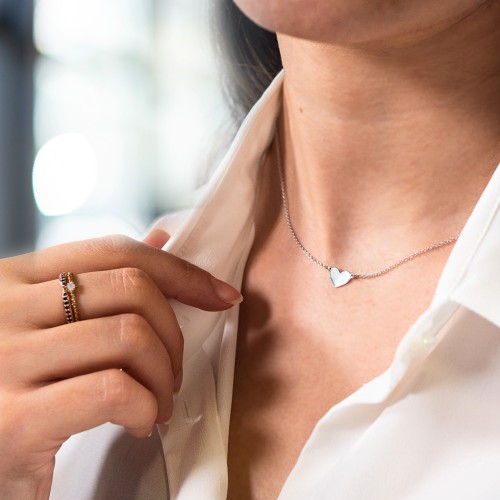 Engravable Heart Charm Necklace – Sterling Silver