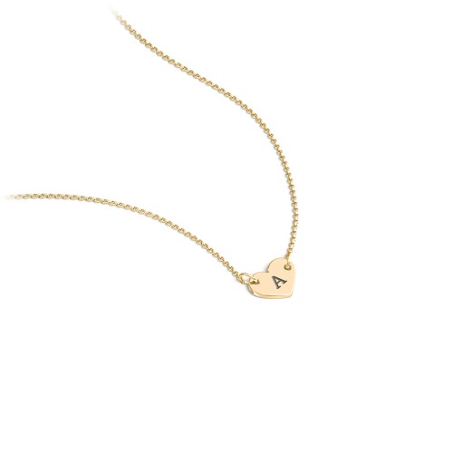 Engravable Initial Heart Necklace – 18K Gold Plated Silver