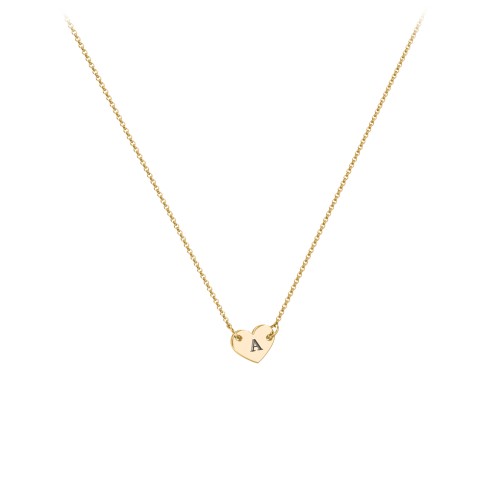 Engravable Initial Heart Necklace – 18K Gold Plated Silver