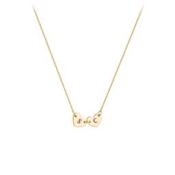 Engravable Initial 2 Heart Necklace