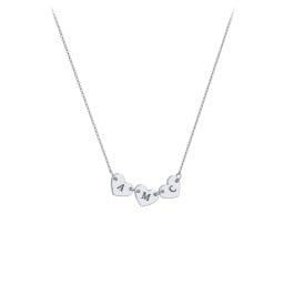 Engravable Initial 3 Heart Necklace