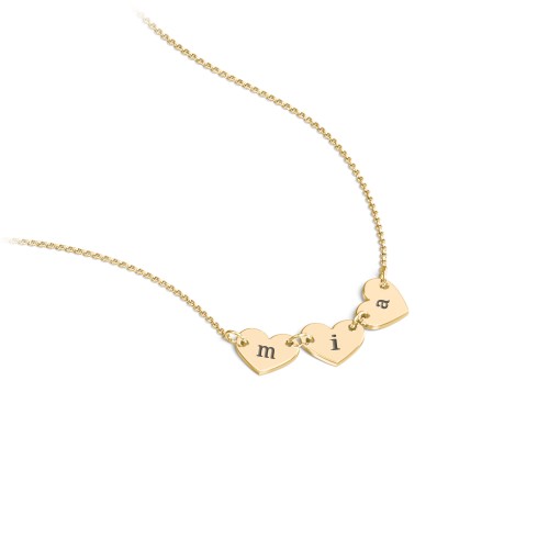 Engravable Initial 3 Heart Necklace