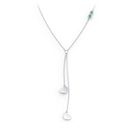 Lariat with Heart Charms and Gemstones