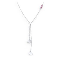 Lariat with Heart Charms and Gemstones