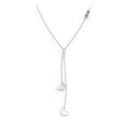 Lariat with Heart Charms and Gemstones in 925 Sterling Silver with Smokey Quartz